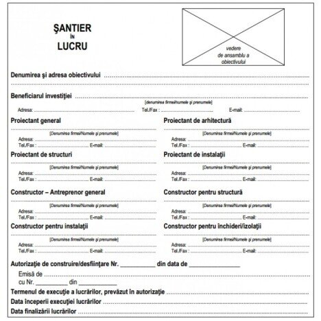 Panouri de identificare lucrare